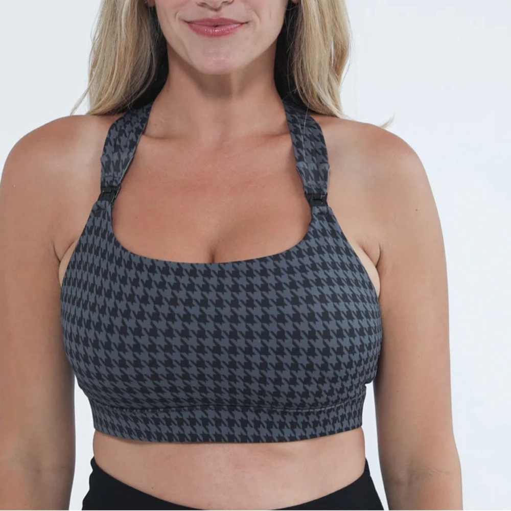 Chloé 4 Running Nursing & Pumping Sports Bra (Dark Houndstooth)